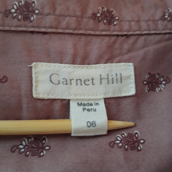 Garnet Hill Pink Floral Pima Cotton Long Sleeves Button Up Top Cottagecore Boho - Picture 6 of 9